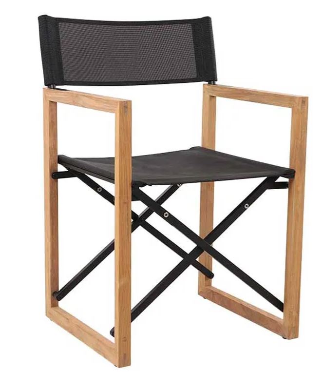 Directors Chair Teak with Black Sling Casualife Outdoor Living