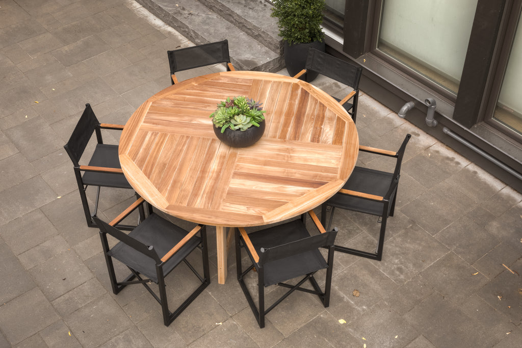 EKO 100% Recycled Outdoor Slatted Likewood Aged Golden Table Top – Round -  Nobis Restaurant Furniture