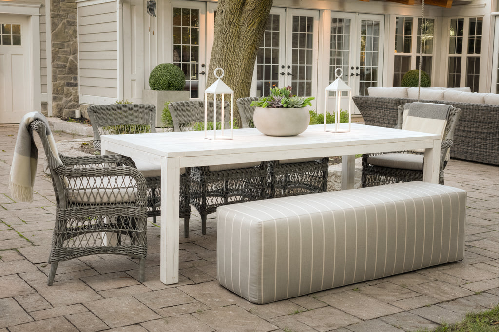 White wash store teak dining table